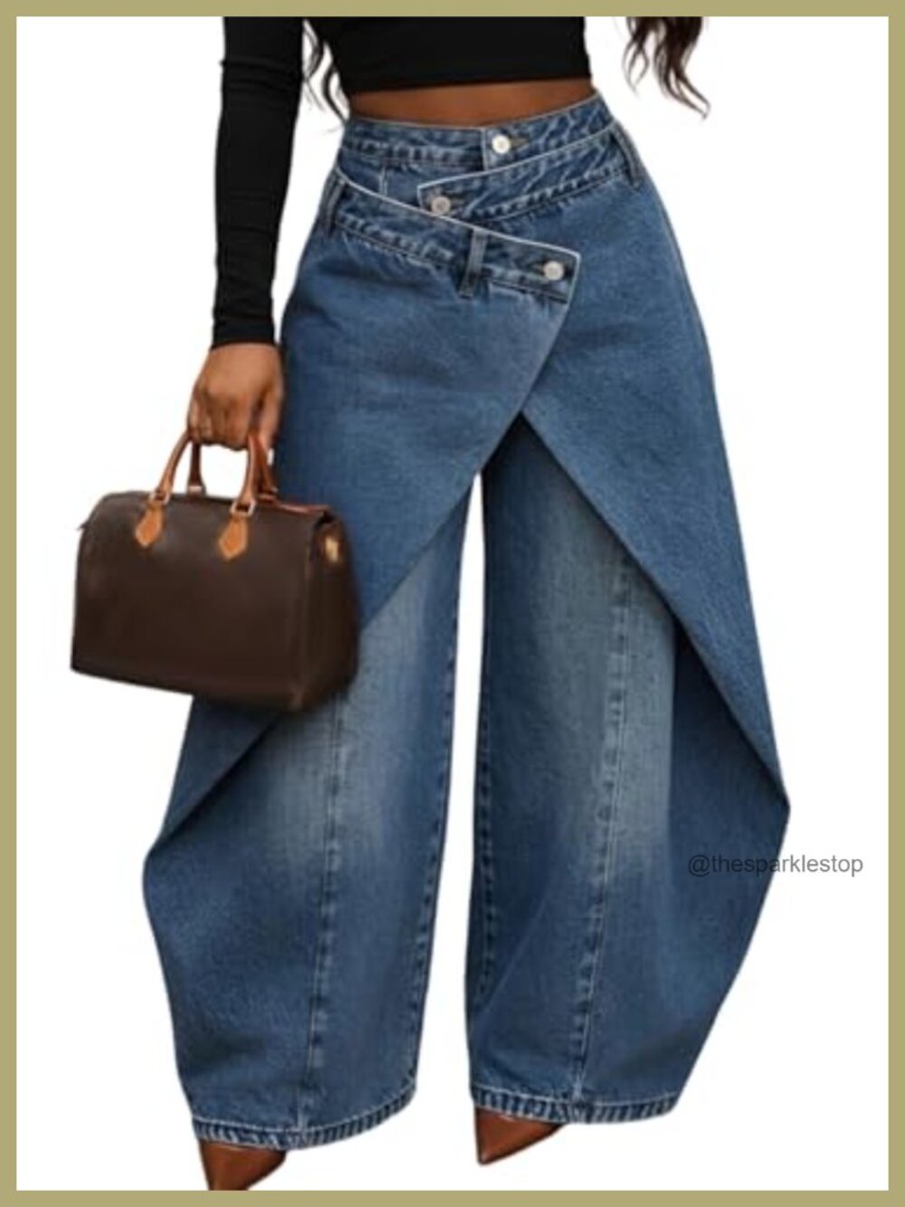 High Waist Wide Leg Cargo Pants Asymmetrical Wrap Y2K Harem Streetwear